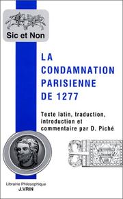 Cover of: La condamnation parisienne de 1277 by David Piche