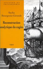 Cover of: Reconstruction analytique du cogito