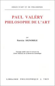 Cover of: Paul Valéry, philosophe de l'art