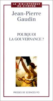 Cover of: Pourquoi la gouvernance ?