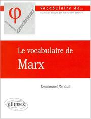 Cover of: Le vocabulaire de Marx