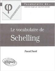 Cover of: Vocabulaire de schelling by David