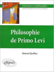 Cover of: Philosophie de primo levi by Quilliot