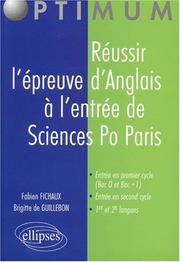 Cover of: Réussir l'épreuve d'anglais à l'entrée de Sciences-Po Paris : Entrée en premier cycle (bac 0 et bac + 1)