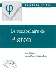 Cover of: Le Vocabulaire de Platon by Brisson Pradeau