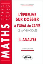 L'épreuve sur dossier à l'oral du CAPES de mathématiques by Lambre