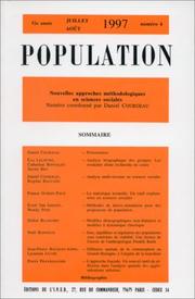 Cover of: Population. Nouvelles approches méthodologiques en sciences sociales
