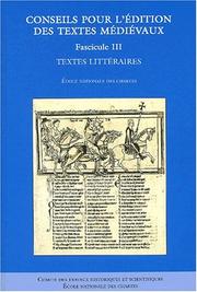 Cover of: Conseils pour l'édition des textes medievaux t.3