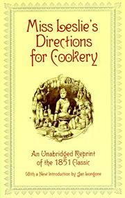 Cover of: Miss Leslie's Directions for Cookery by Eliza Leslie