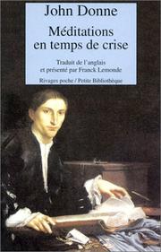 Cover of: Méditations en temps de crise by John Donne, Franck Lemonde