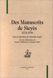 Cover of: Des manuscrits de Sieyes, 1773-1799