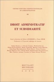 Droit administratif et subsidiarite by d. R. /Deom Andersen