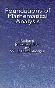 Cover of: Foundations of Mathematical Analysis