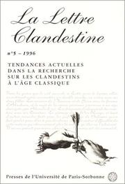 Cover of: La Lettre clandestine, numéro 5, 1996 : Tendances actuelles de la recherche sur les clandestins à l'âge classique