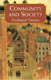 Cover of: Community and Society by Ferdinand Tonnies