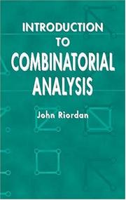 Cover of: Introduction to Combinatorial Analysis by John Riordan