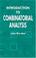 Cover of: Introduction to Combinatorial Analysis
