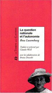 Cover of: La question nationale et l'autonomie