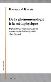 Cover of: De la phénoménologie a la metaphysique