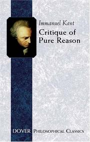 Cover of: Critique of Pure Reason (Philosophical Classics) by Immanuel Kant
