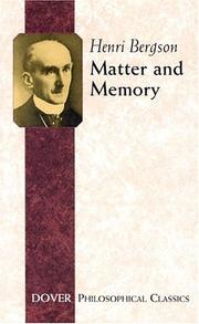Cover of: Matter and memory by Henri Bergson