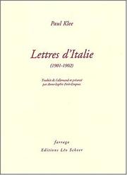 Cover of: Lettres d'Italie (1901-1902) by Paul Klee, Anne-Sophie Petit-Emptaz