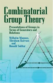 Cover of: Combinatorial group theory by Wilhelm Magnus