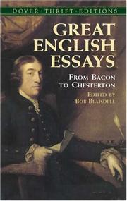 Cover of: Great English essays: from Bacon to Chesterton