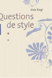 Cover of: Question de style by Alois Riegl