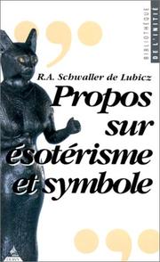 Cover of: Propos sur ésotérisme et symbole