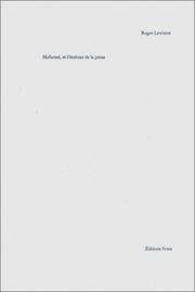 Cover of: Mallarmé et l'écriture de la prose