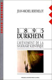 Cover of: 1895 Durkheim : L'Avènement de la sociologie scientifique