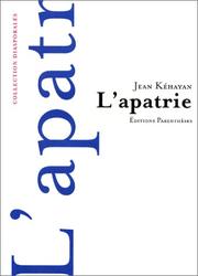 Cover of: L'Apatrie by Jean Kéhayan