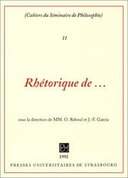 Cover of: Cahiers du séminaire de philosophie, tome 11: Rhétorique de...