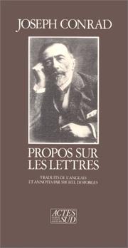 Cover of: Propos sur les lettres by Joseph Conrad
