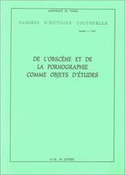 Cover of: De l'obscène et de la pornographie comme objets d'études by Université de Tours