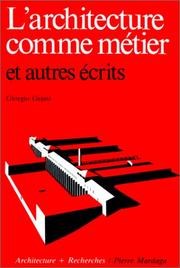 Cover of: L architecture comme metier