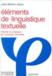 Cover of: Eléments de linguistique textuelle by Adam