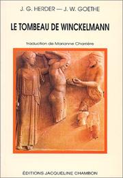 Cover of: Le Tombeau de Winckelmann