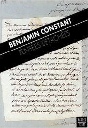Cover of: Pensées détachées by Benjamin Constant, Anne Hofmann