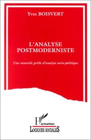 Cover of: L'analyse postmoderniste