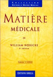 Cover of: Matière médicale by William Boericke