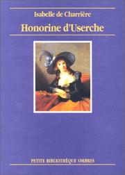 Cover of: Honorine d'Userche by Isabelle de Charriere, Isabelle de Charriere