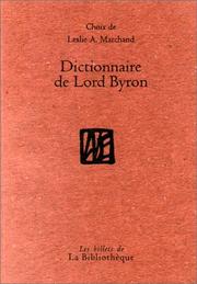 Cover of: Dictionnaire de Lord Byron