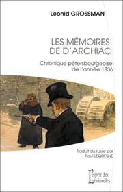 Cover of: Les Mémoires de d'Archiac