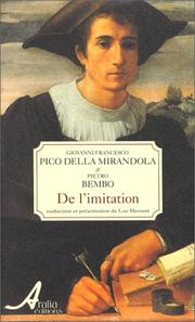 Cover of: De l'imitation. Le Modèle stylistique à la Renaissance by Giovanni Pico della Mirandola, Pietro Bembo, Luc Hersant