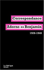 Cover of: Correspondance adorno-benjamin 1928-1940 2 me dition