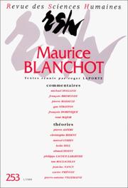 Cover of: Revue des Sciences Humaines - Maurice Blanchot