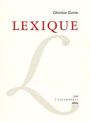 Cover of: Lexique by Christian Garcin