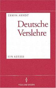 Deutsche Verslehre by Erwin Arndt
